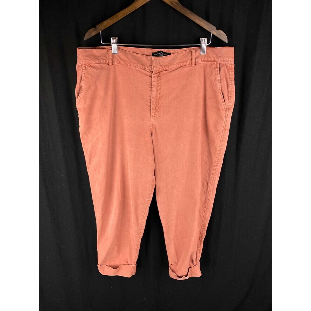 Peruvian Connection Women 18 Linen Blend Terracotta Tapered Trousers Pants Coral